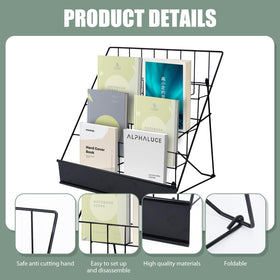 AshKiz metal book display rack black finish highlighting a sleek, durable design