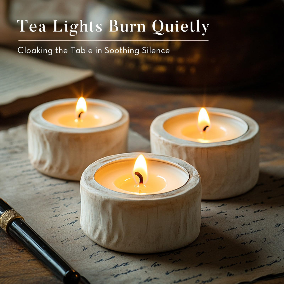 Ashlux palm-wax tea light delivers steady light for about six hours