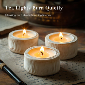 Ashlux palm-wax tea light delivers steady light for about six hours