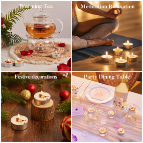Ashlux real-rose-petal tealight suits weddings with subtle fragrance.