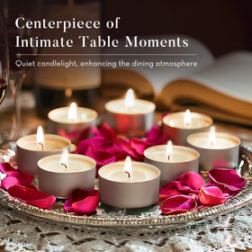 Ashlux white tea light glows softly, enhancing cozy spaces