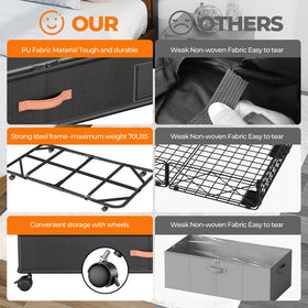 Ashwanth under-bed storage partitions create organized compartments for clothes and shoes.