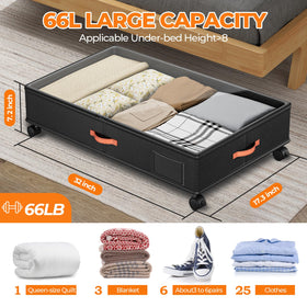 Ashwanth under-bed storage three handles offer easy access from multiple angles.