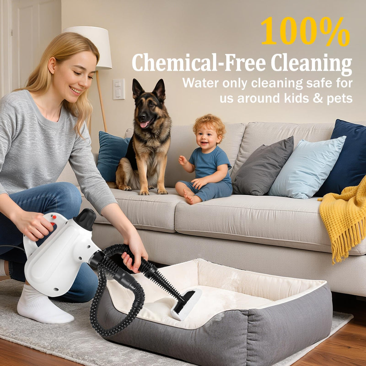 Asinpolly steam cleaner 16-tools-kit reaches grout and tracks