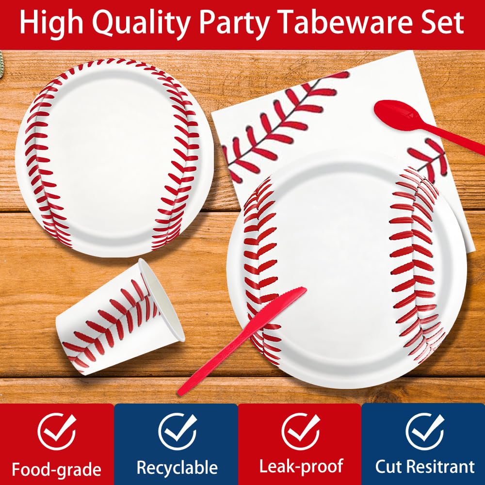 ASLERMURE baseball dessert plates 7-inch fun pattern for treats