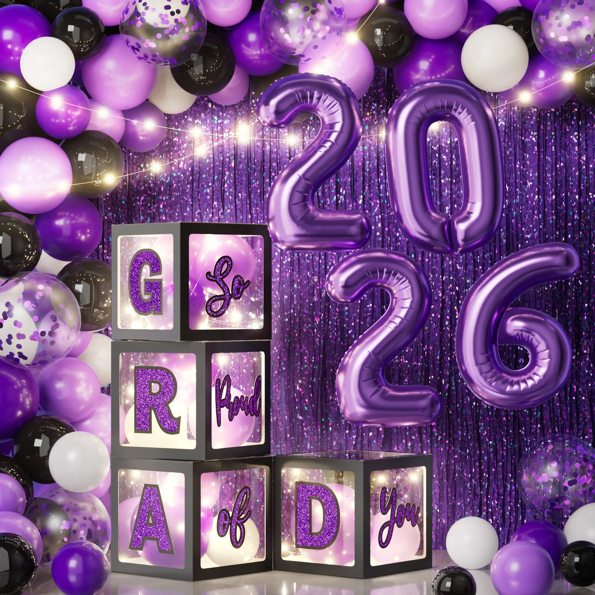 Asoulin graduation balloon arch kit with LED lights for festive photos