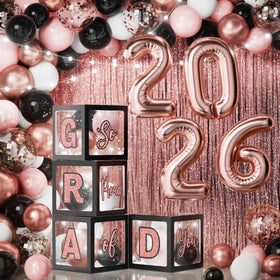 Asoulin Grad balloon boxes with LED strings brighten the display for photos