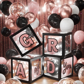 Asoulin letter cards spell GRAD and So Proud for centerpiece charm