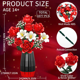 Asoulin rose bouquet-building set in progress with adjustable stems for customization
