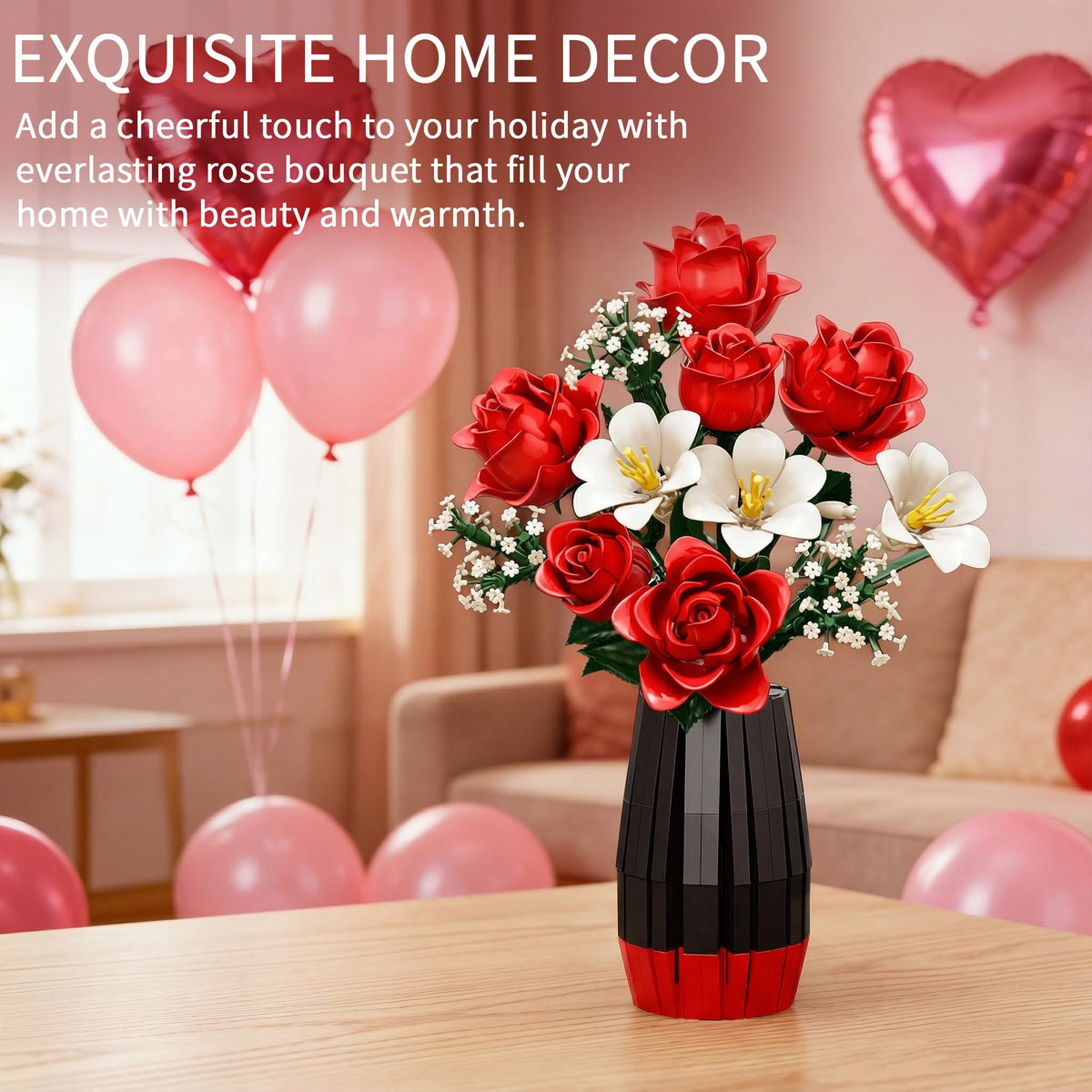 Asoulin vase-building section with roses provides sturdy display for decor
