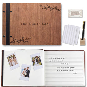 Aspen Studio guest book cover in cherry wood for timeless elegance