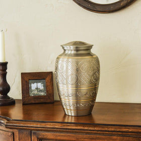 Aspen Studio urn durable aluminum exterior resists moisture and impact.