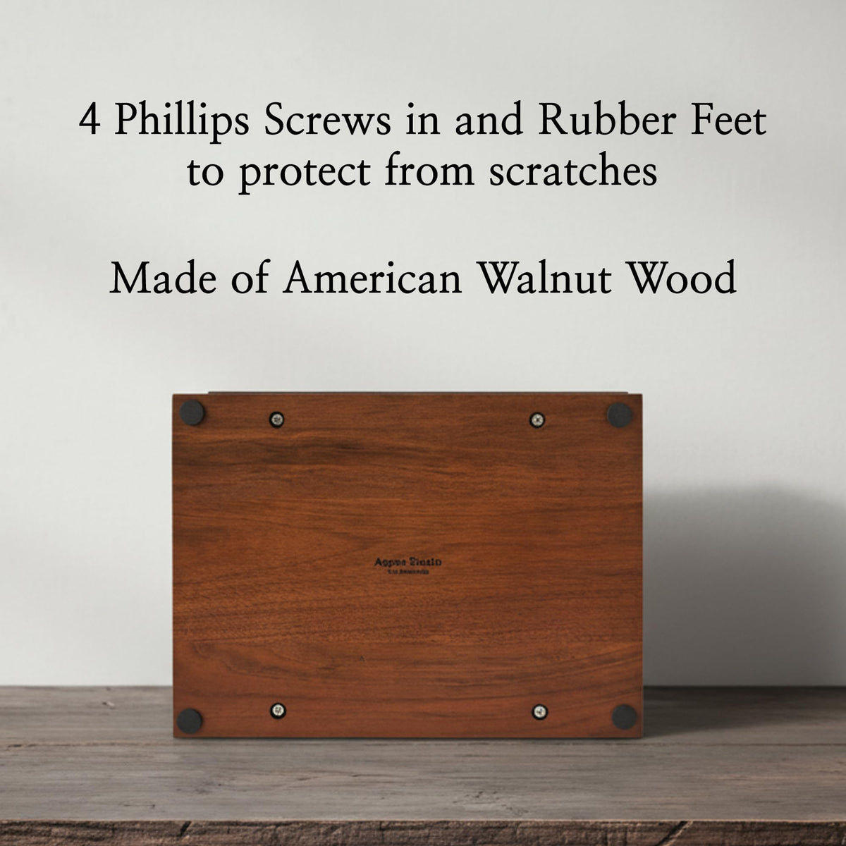 Aspen Studio Walnut Urn bottom screws illustrate secure resealable storage.