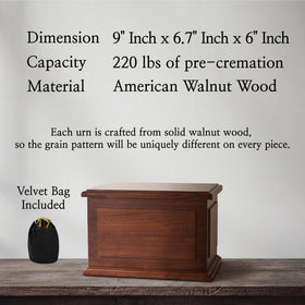 Aspen Studio Walnut Urn grain closeup reveals warm patterns and finish.