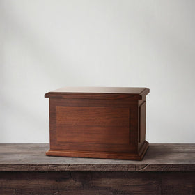 Aspen Studio Walnut Urn side profile shows sturdy construction and timeless design.
