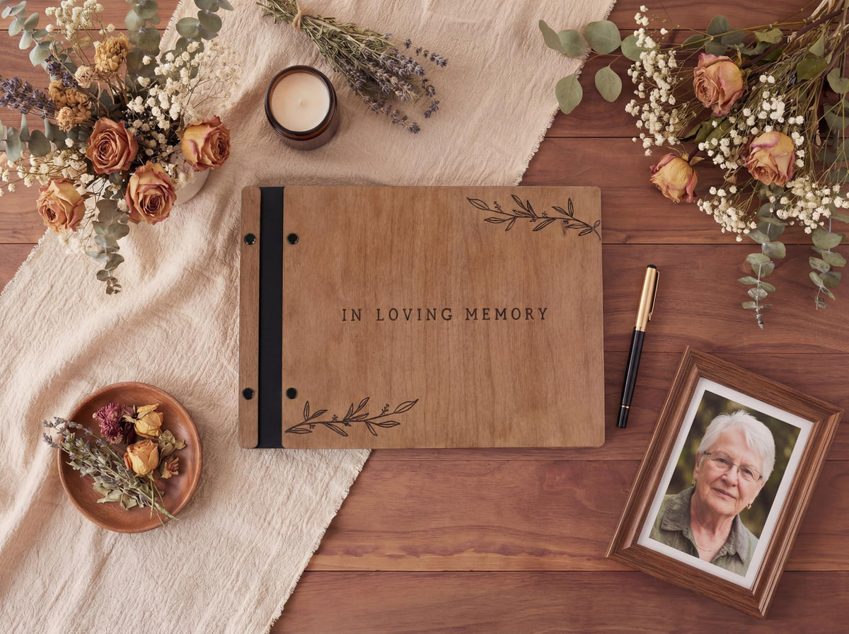 Signing pen included with Aspen Studio funeral guest book for easy signatures