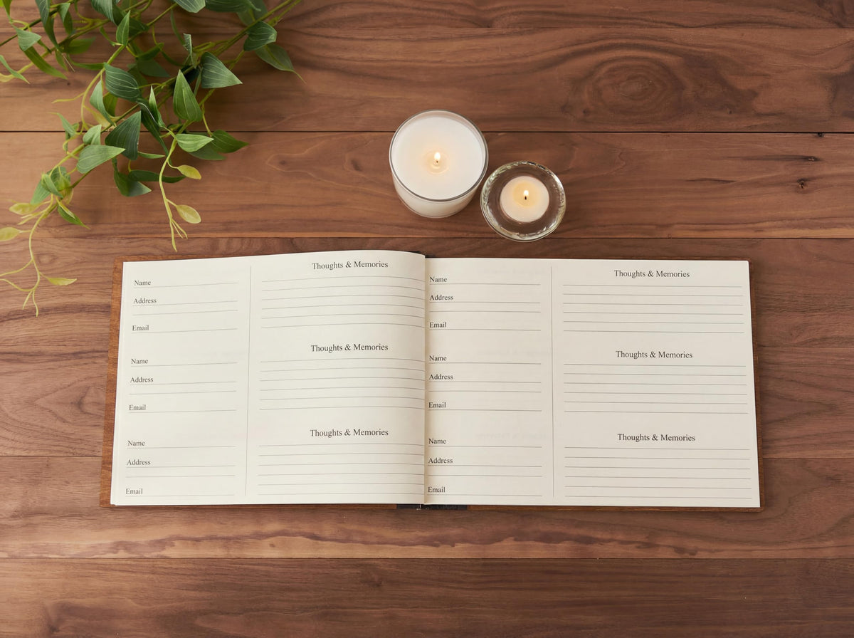Spacious layout in Aspen Studio guest book for memories and messages