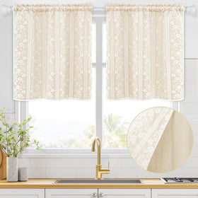 ASPMIZ double-layer lace-overlay curtains provide delicate shimmer and added privacy.