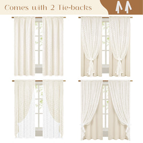 ASPMIZ Farmhouse curtains in beige feature a rod-pocket design for versatile mounting and tidy appearance.