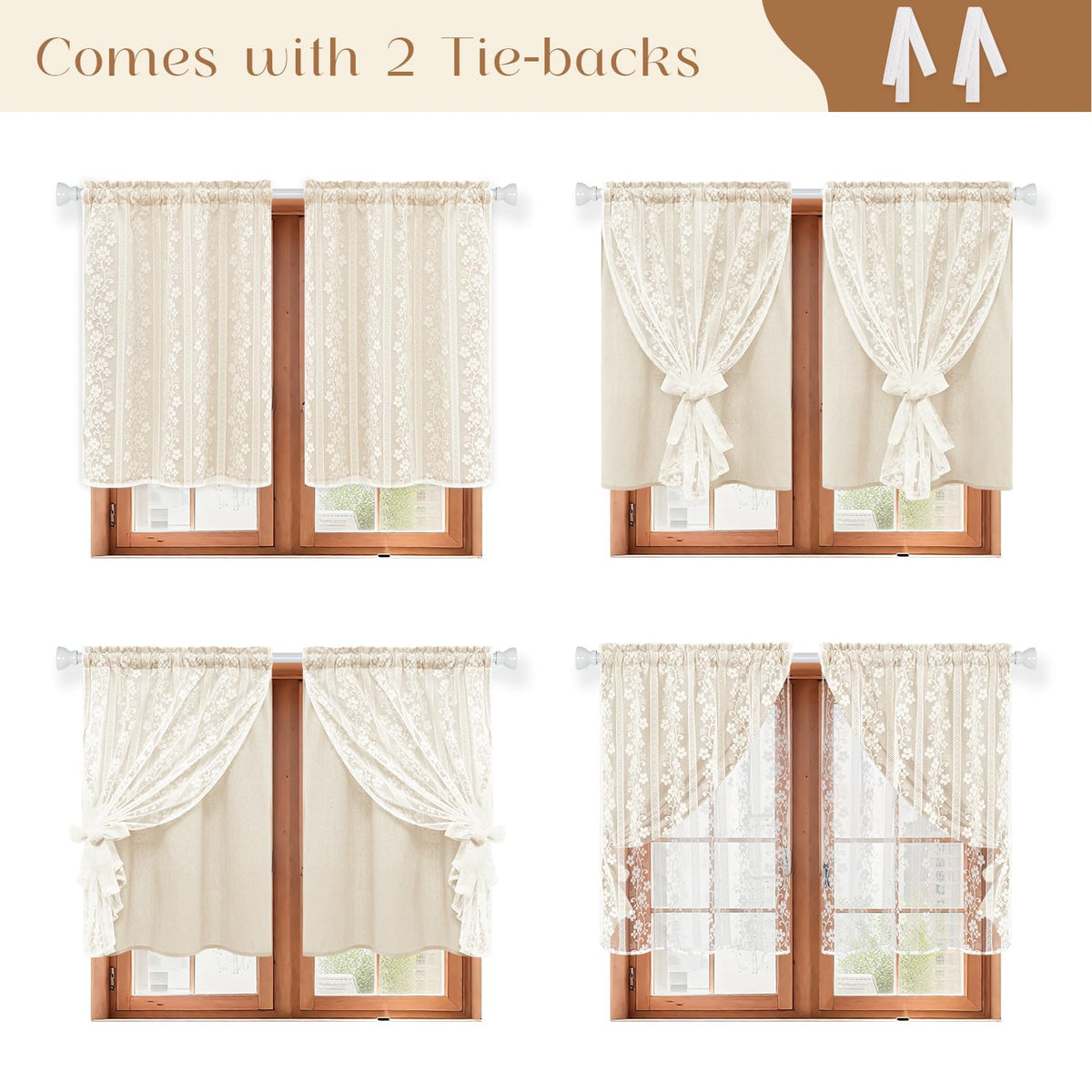 ASPMIZ lace-pattern sheer curtains create boho charm with gentle light diffusion.