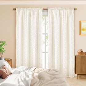 ASPMIZ Sheer lace overlay enhances bedroom decor with delicate texture and visual depth.