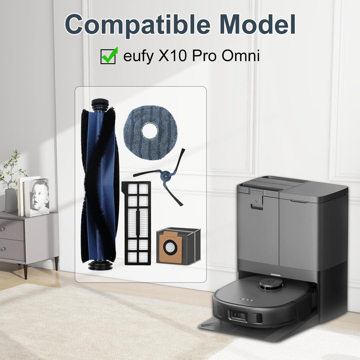 Asrhine X10 Pro Omni side brushes—enhanced corner cleaning for tight spaces.