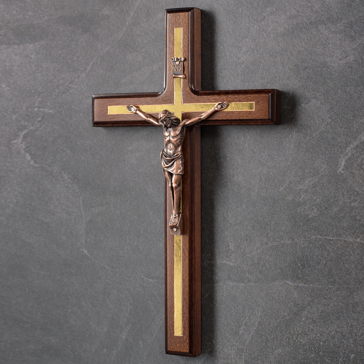 Asterom crucifix 12-inch cross ready for wall display.