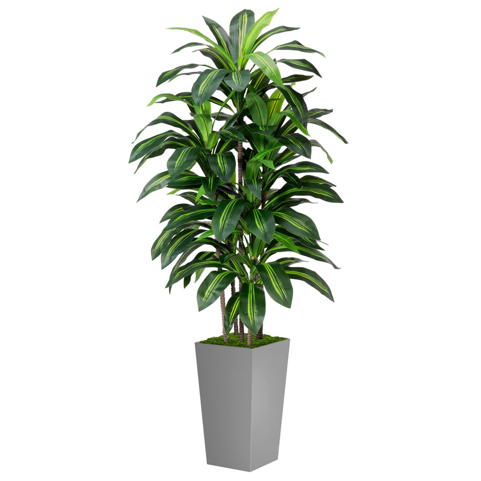 ASTIDY artificial Dracaena 5ft tree in gray planter for timeless indoor decor