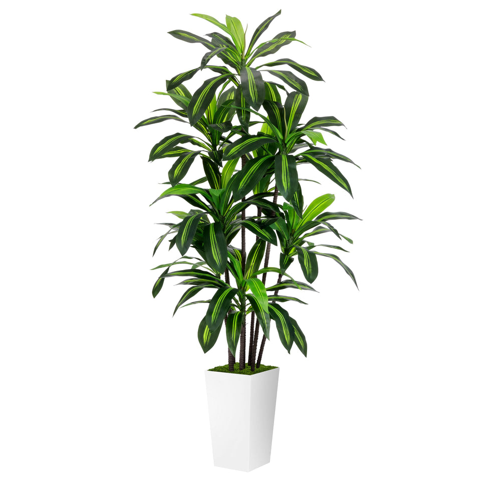 ASTIDY 6ft artificial Dracaena plant in white planter for timeless home decor