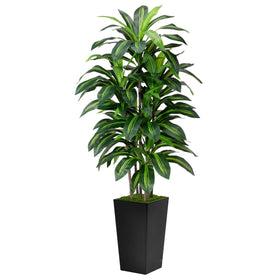 ASTIDY artificial dracaena tree 5ft in black planter adds year-round greenery.