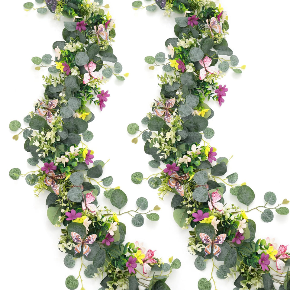 ASTNIC daisy garland with 3D butterflies for vibrant table décor