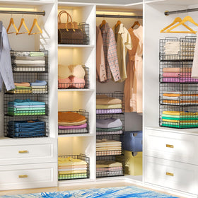 Astrorhine apartment and dorm storage solution keeps towels, jeans, and bags organized.
