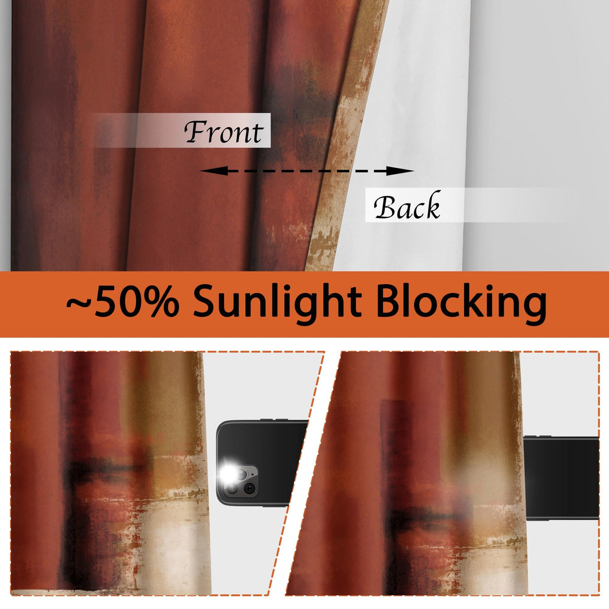 Asuexpect Burnt Orange Curtains two-panel set shown on window
