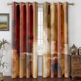 Asuexpect Burnt Orange Curtains with abstract rust pattern enhancing room ambiance