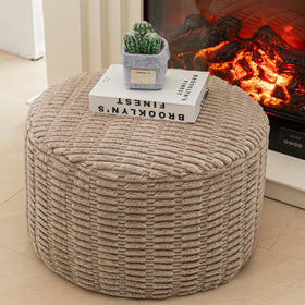 Asuprui pouf ottoman front view shows compact, versatile seating for living spaces.