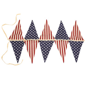 ASVP Shop eco-friendly cotton garland for durable patriotic decor indoors or outdoors.
