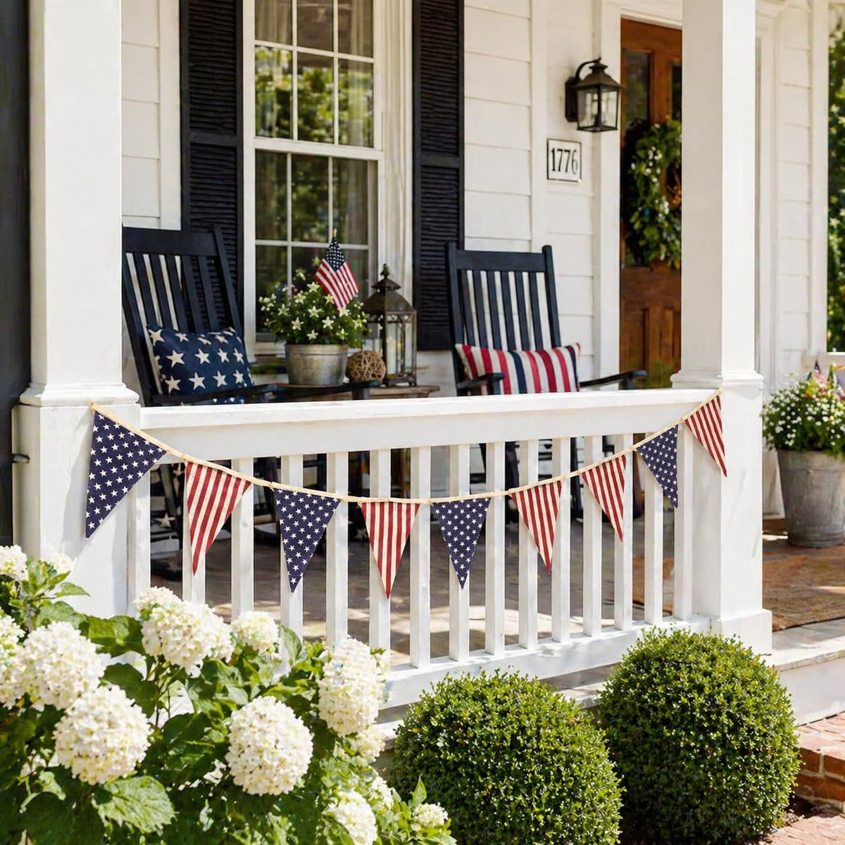 ASVP Shop foldable patriotic banner for easy storage between celebrations.