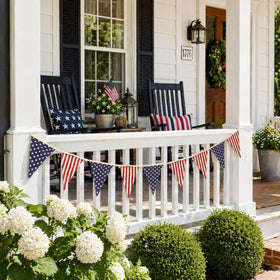 ASVP Shop foldable patriotic banner for easy storage between celebrations.