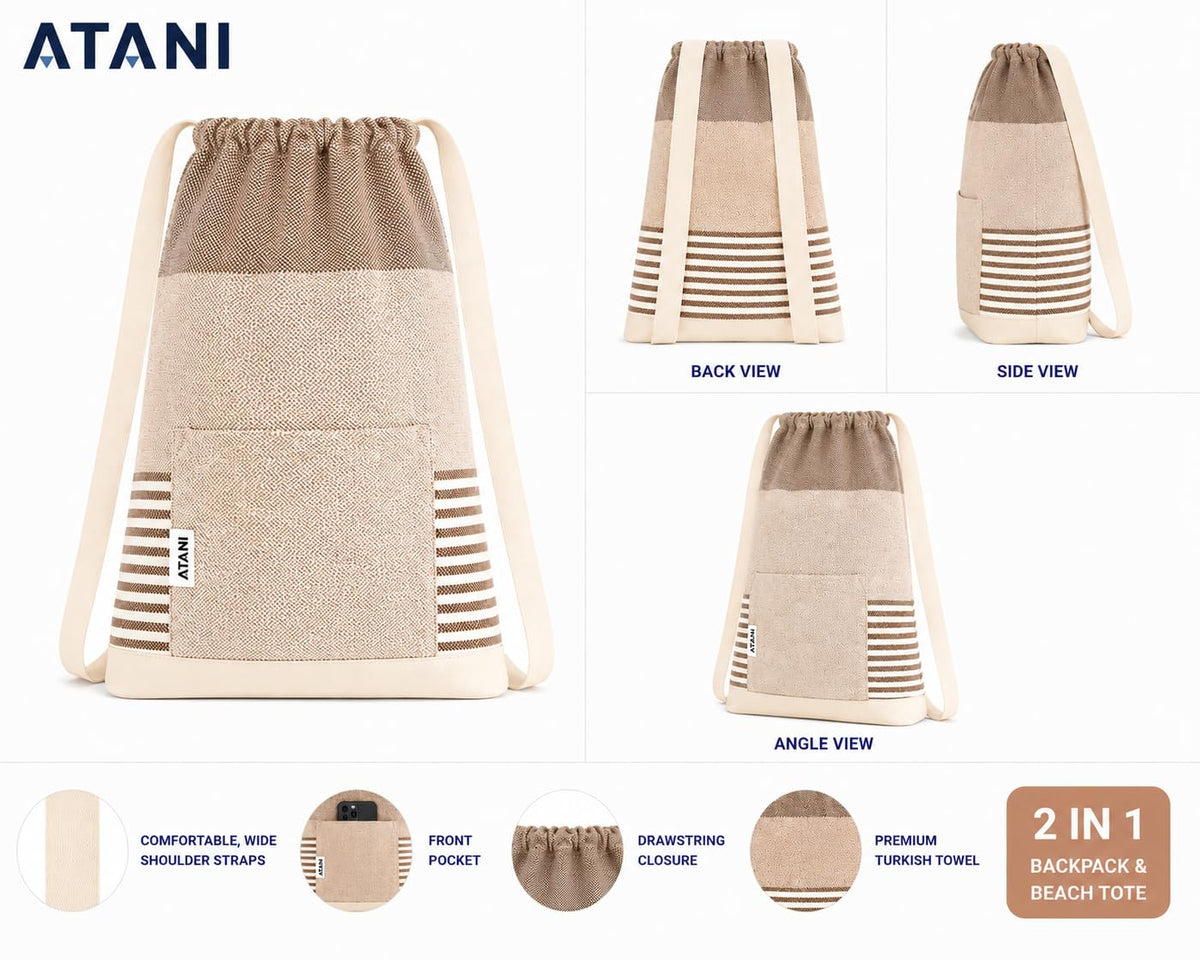 ATANI Turkish Beach Towel fully spread for lounging at the shore.