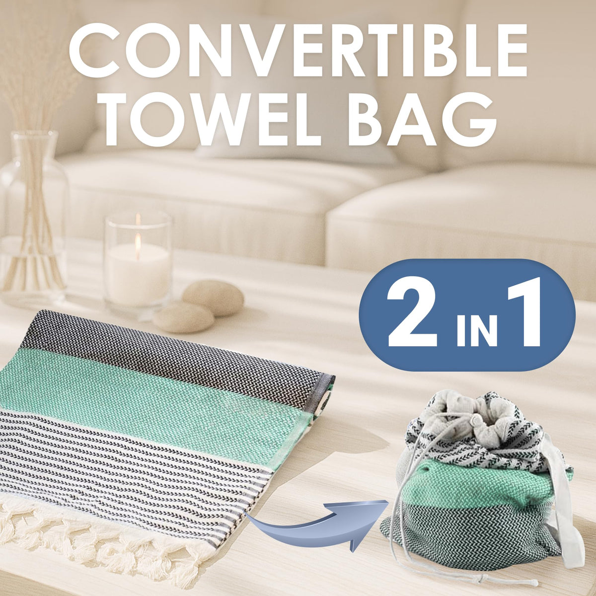ATANI Turkish Beach Towel delivers midweight softness for cozy warmth.