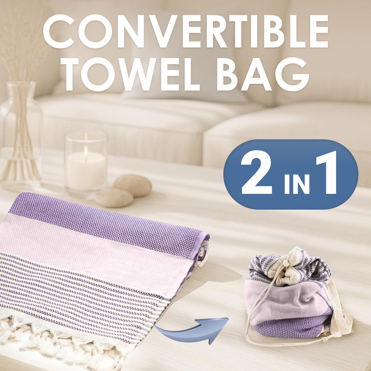 ATANI Turkish Beach Towel quick-dry action keeps it fresh between uses