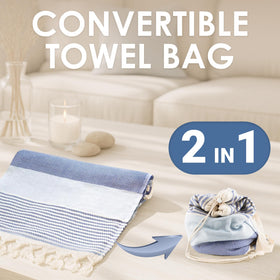 ATANI Turkish Beach Towel quick-dry fabric wicks moisture for beach days.