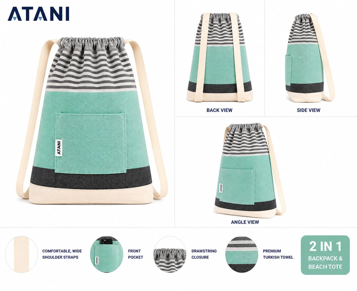 ATANI Turkish Beach Towel demonstrates quick-drying comfort after a swim.