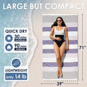 ATANI Turkish Beach Towel sand-shake weave releases grit easily