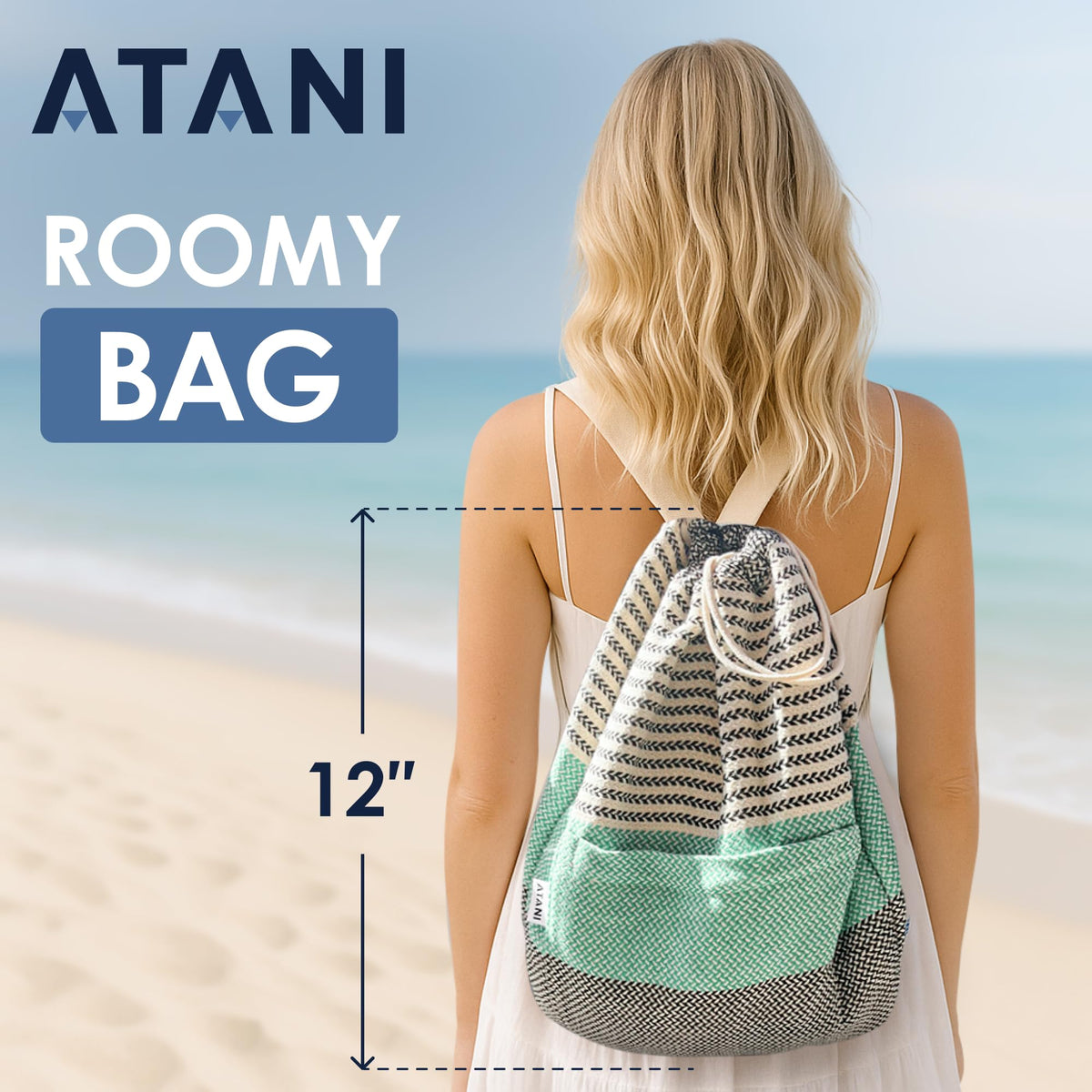 ATANI Turkish Beach Towel folds compactly for travel and storage.