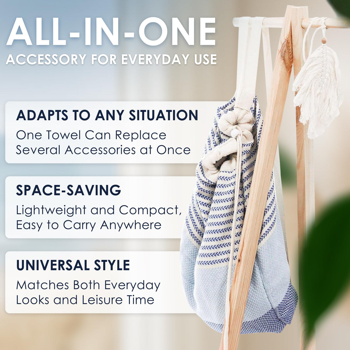 ATANI Turkish Beach Towel zip pocket securing valuables by the pool.
