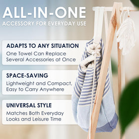 ATANI Turkish Beach Towel zip pocket securing valuables by the pool.