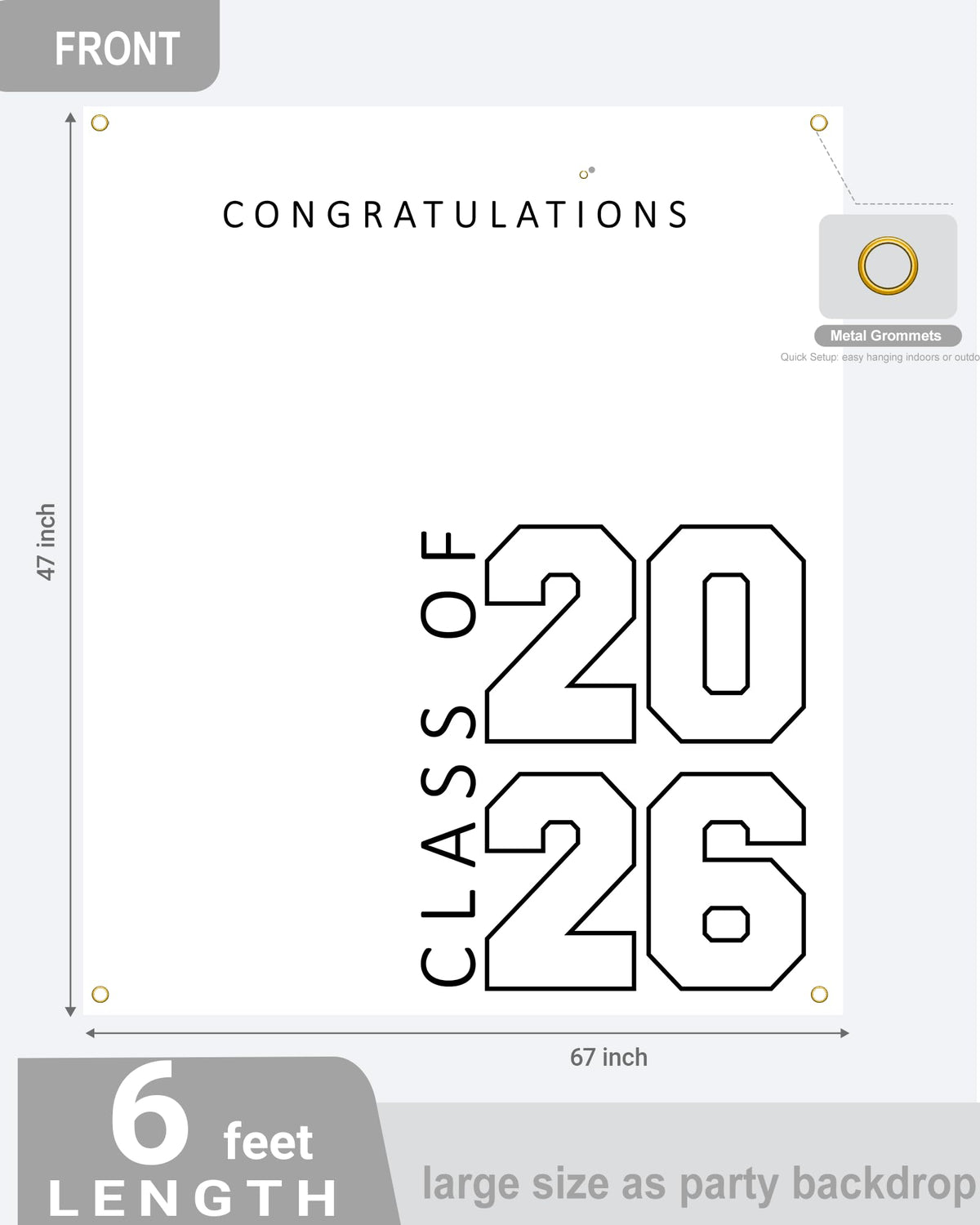 ATFUNSHOP Class of 2026 fabric detail highlights wrinkle resistance.