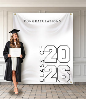 ATFUNSHOP Class of 2026 banner front view, vibrant graduation photos.