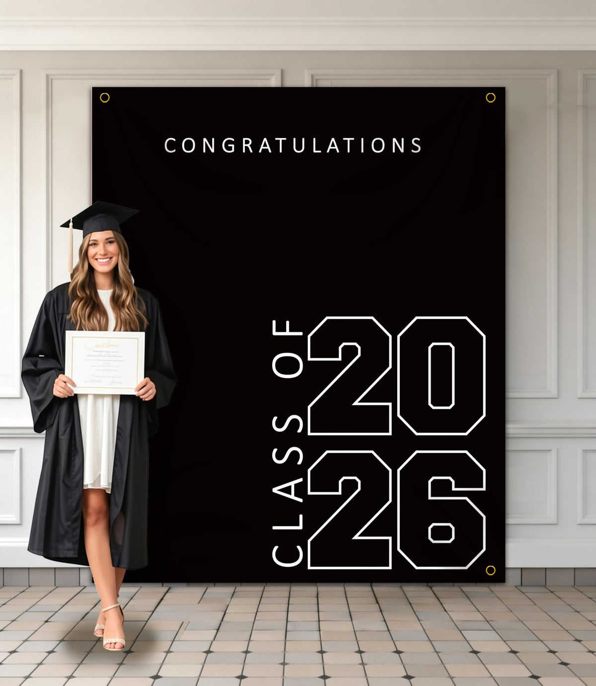 ATFUNSHOP Class of 2026 banner large 5x6 ft backdrop for standout graduation photos.
